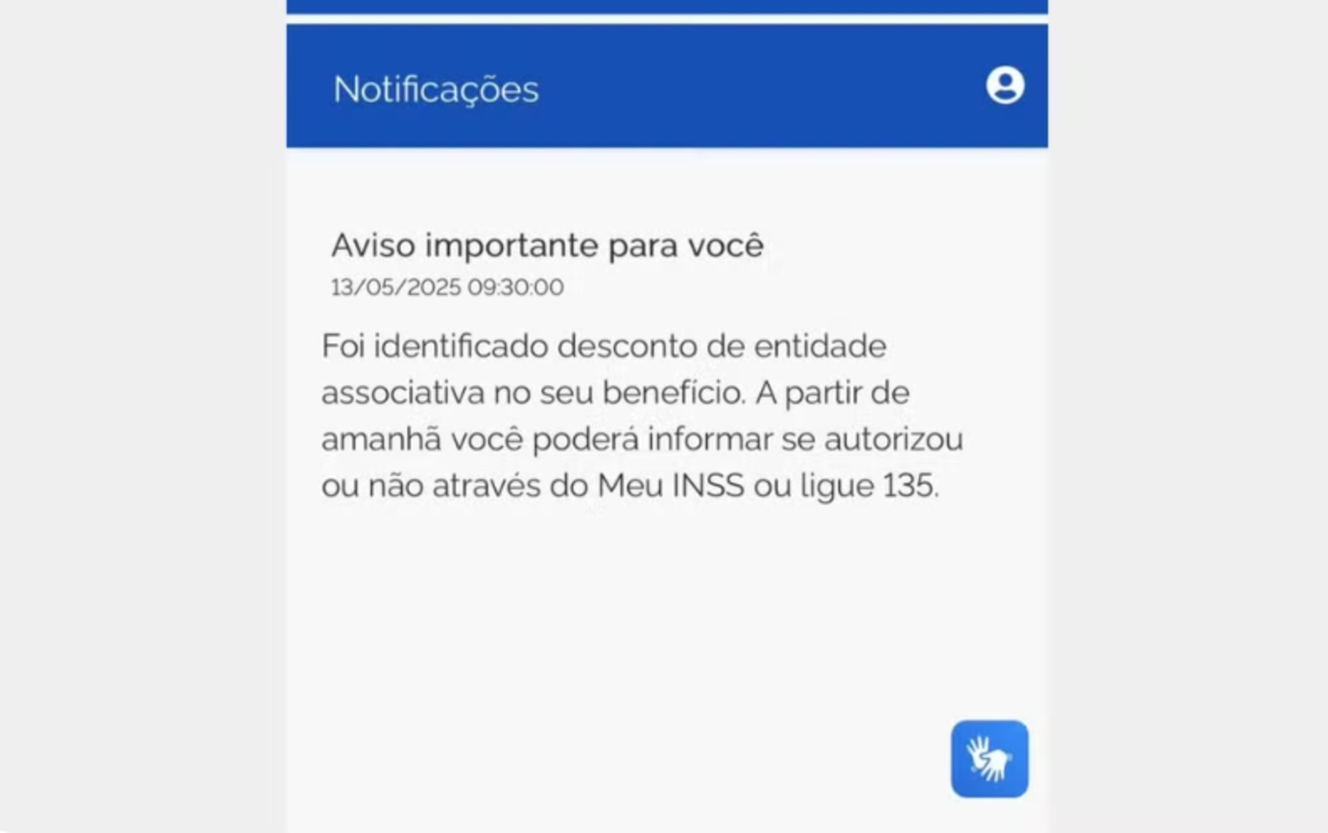 Mensagem desconto INSS